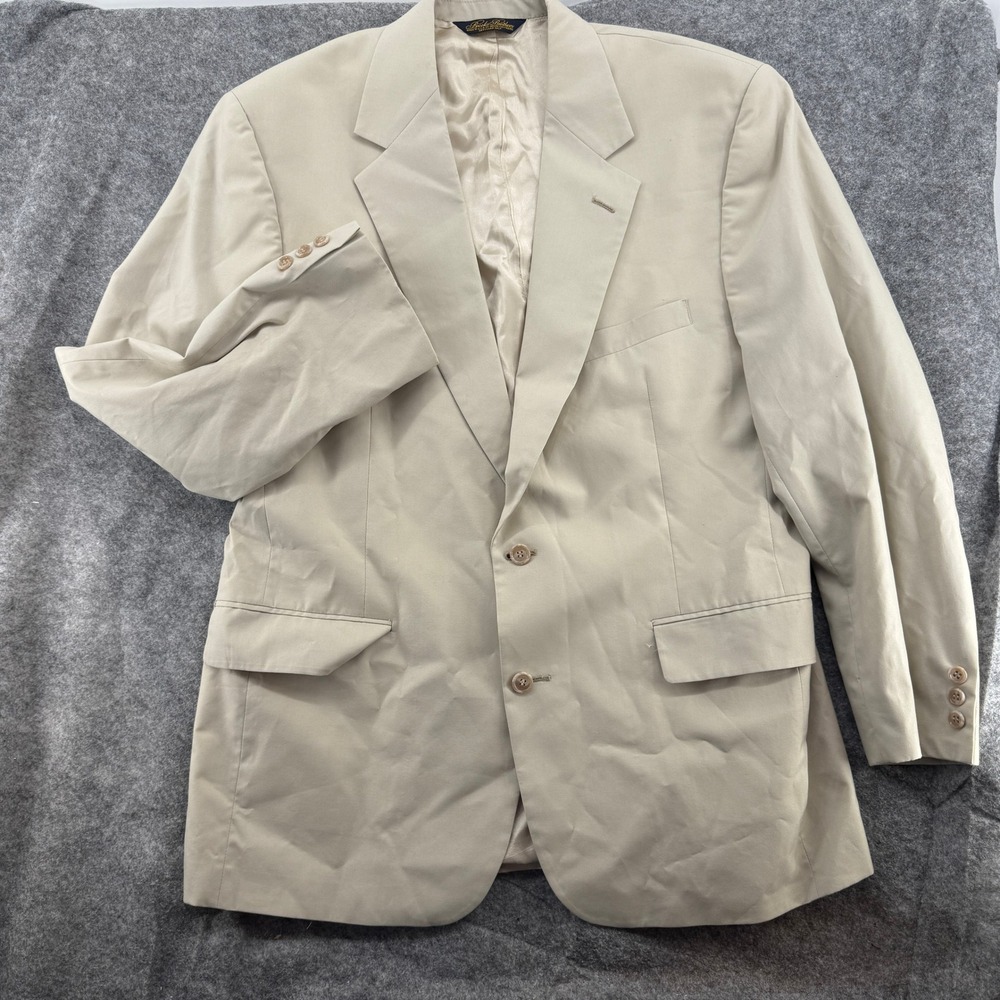 Brooks Brothers Blazer Mens 42 Beige Two Button Sport Coat Made in USA - Picture 2 of 16